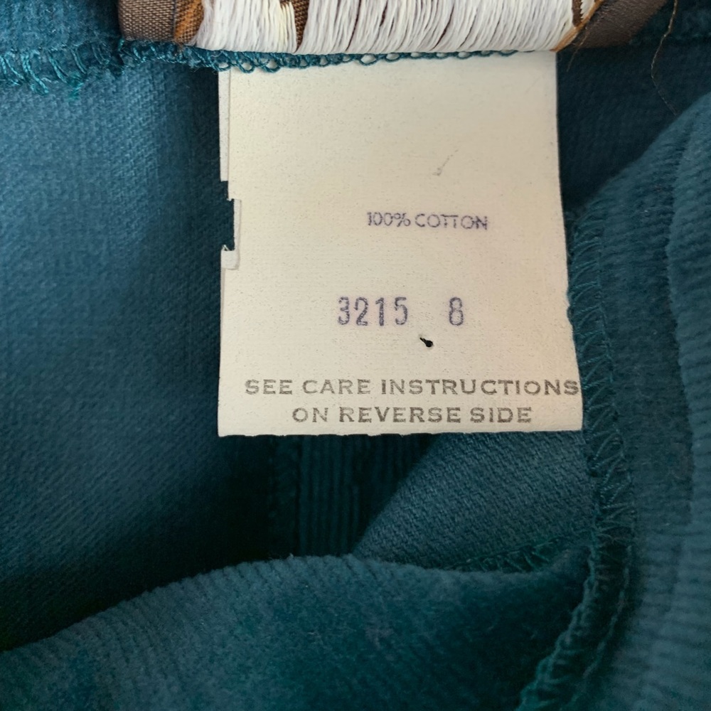 VINTAGE LORCH Midi Skirt Turquoise Corduroy High Waisted Style - Picture 7 of 8